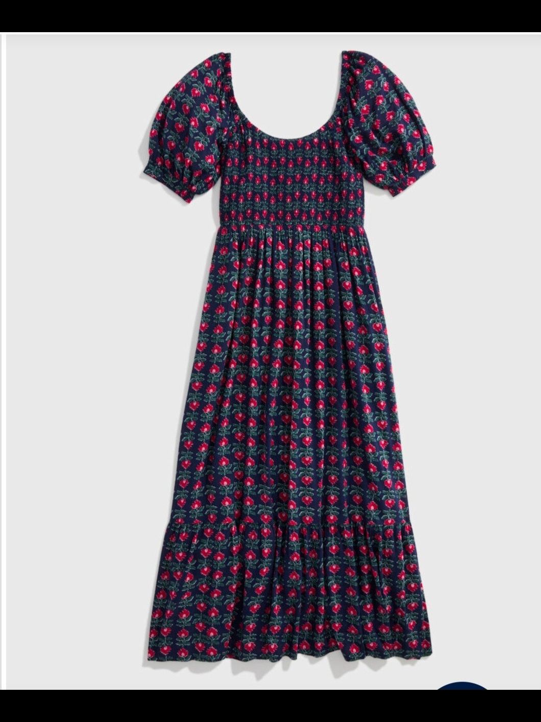 Vineyard Vines Ellen Maxi Dress (Ruby Block Navy With Pink Floral Print